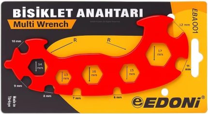Bisiklet Anahtarı, Paslanmaz Çelik, 6‑17 mm Somun, Ekstra Dayanıklı, Çok Fonksiyonlu, Ekonomik, 12 Farklı Ölçü, Tamir Aleti