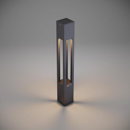 Alüminyum Bahçe Aydınlatma Bollardı, Modern Yürüyüş Yolu ve Çim Aydınlatması, Antrasit Renk, 75 cm, 3000K Sıcak Beyaz LED Dış Mekan Lambası