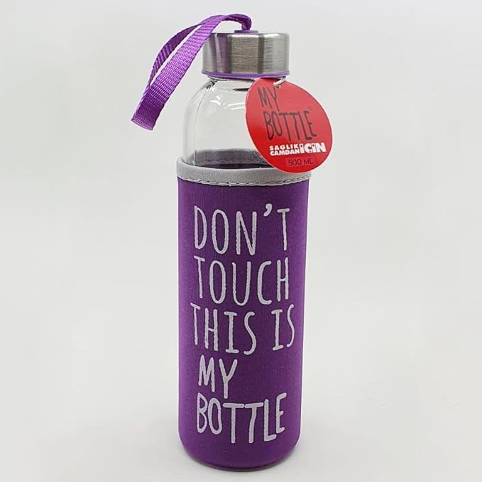 Kesesi Renkli Kılıflı Cam Su Şişesi 500 ml