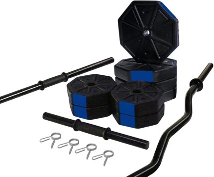 Spor 60 Kg(150 cm) DÜZ BAR + Z BAR Dambıl Ağırlık Halter FULL SET Mavi Kapaklı