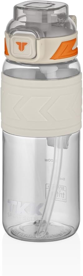 800ml Pipetli/Pipetsiz Kullanıma Uygun Ölçü Skalalı Tritan Spor Matara (Beyaz)