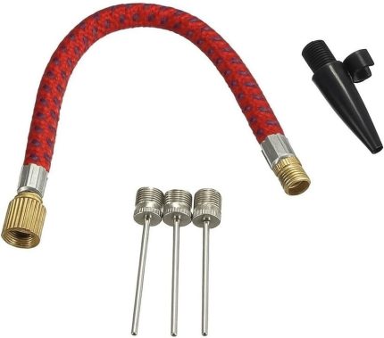 5'li Pompa İğne Seti, Top Şişirme Ucu, Esnek Hortum Adaptörlü, Futbol Basketbol Voleybol Topu Pompa İğneleri, Yatak Bot Balon Bisiklet Şişirme Aparatı, Dayanıklı Metal İğne ve Plastik Uç