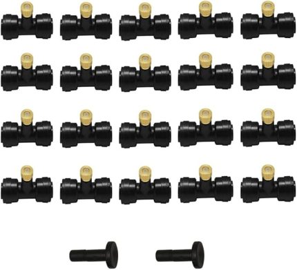 20 adet Su Pirinç Buğu Nozulu 1/4" Slip-Lok Sis Sistemi Nozulu 20 x Nozul + 20 x Nozul Tees + 2X Fiş Sulama Damlama Kiti Seralar Bahçe için