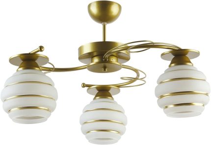 Avize GOLDİNA MODERN PLOFONYER GOLD KASA SİMLİ CAMLI Salon - Mutfak - Yatak Odası 3 LÜ AVİZE