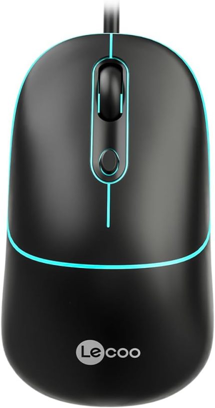 MS110 USB Kablolu 2400DPI 4 Tuşlu RGB Sessiz Click Optik Mouse - PC, Mac, Dizüstü Bilgisayar ile Uyumlu, Tak Çalıştır Kolay Bağlantı, Sağ ve Sol Elle Kullanıma Uygun, Kompakt Mouse Siyah