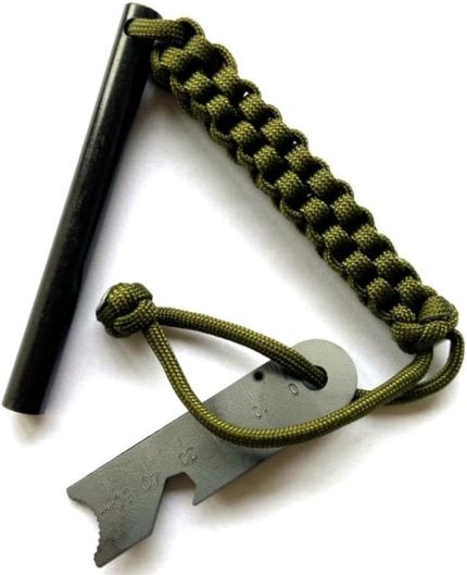 Paracord İpli 10cm x 10mm Magnezyum Bar Ateş Başlatıcı Acil Durum Çakmak Taşı Çubuğu