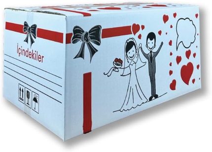 Sağlam İsim Kutucuklu Baskılı Gelin Çeyiz Kolisi Çift Oluklu 10 Adet