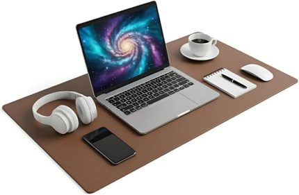 XL Deri Mouse Pad,Ofis,Masa Matı Sümen,Konforlu Mouse Pad,Çift Yönlü (Kahverengi)