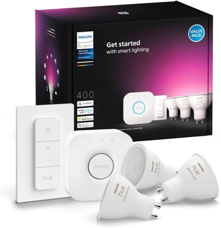 HueWCA 4.2W GU10 Renkli Spot Akıllı Ampul 3'lü Başlangıç Seti (Kumandalı)
