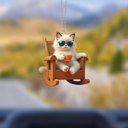 Ayna Süsü Keyifli Kedi, Pleksi Malzeme, UV Baskılı 008