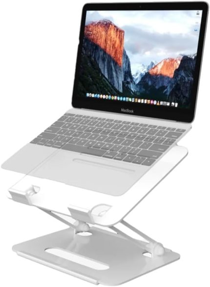 2 Tüm Modellerle Uyumlu Metal Kolay Ayarlanır Katlanabilir Beyaz Laptop Standı Yükseltici
