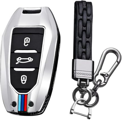 Anahtar kılıfı Peugeot 3008 5008 2008 308 508 208 için uygundur Opel Grandland X Astra L Citroen C3 C4 DS5 DS7 için uygun koruma metal gövde anahtarlık A gümüş