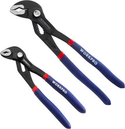 Profesyonel su pompası pensesi seti 180 mm ve 250 mm Cr-V çelik boru pensesi ayarlanabilir hızlı gerici, oluklu kayar mafsallı maks. açıklık: 33 mm ve 43 mm