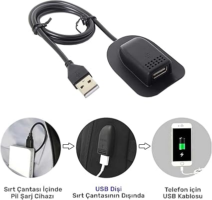 CKA Sırt Çantası Valiz Organizer USB Erkek/Dişi Çanta Şarj Kablosu ve Soketi - Görsel 4