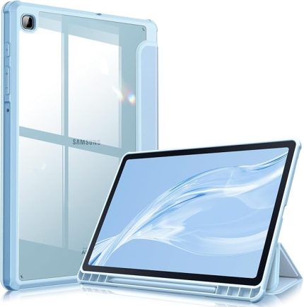 Samsung Galaxy Tab S6 Lite 10.4 2022/2020 SM-P610/P613/P615/P619 için hibrit kılıf - Şeffaf sert kapaklı koruyucu kılıf ve kalem tutuculu darbeye dayanıklı kapak, gök mavisi