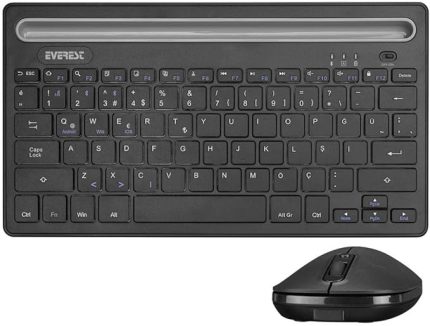 KM-BT803 Bluetooth Klavye Ultra ince Mac/win/android/iOS Uyumlu Tablet Standlı Kablosuz Klavye+2.4Ghz Mouse Siyah