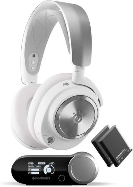 Arctis Nova Pro Wireless Multi-Platform Gaming Kulaklık, Birinci Sınıf Hi-Fi Ses Sürücüleri, Aktif Gürültü Giderme, Clearcast Gen2 Mikrofon, PC, PS5, PS4, Switch, Mobil, Kablosuz