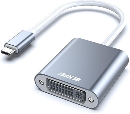 USB C - DVI Adaptörü, Tip-C - DVI Adaptörü [Thunderbolt 3/4 Uyumlu] iPhone 15 Pro/Max, MacBook Pro/Air 2023, iPad Pro, iMac, S23, XPS 17, Surface Book 3 ve Daha Fazlası ile - Gri