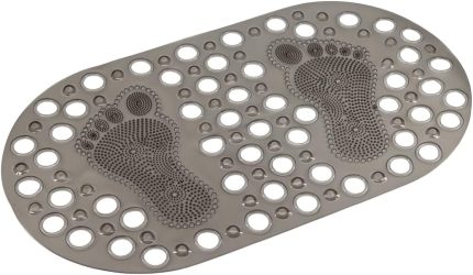 Mark Premium Serisi Banyo - Küvet İçi Kaydırmaz Vantuzlu Ayak Desenli Paspas 66,5 x 36,5 cm, Siyah