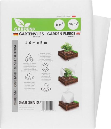 Bitkiler için 8 m² Kış Polar - Donma Bitki Koruması - UV stabilize 50 g/sm - Yırtılmaya Dayanıklı ve Su Geçirgen (1,6 m x 5 m)