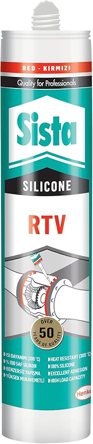 RTV Silikon, Yüksek Sıcaklık Asetik Silikon Mastik, Yüksek Isıya Dayanıklı Kırmızı Silikon Mastik, Cam ve Alüminyum Silikonu, Kırmızı, 1x310 ml