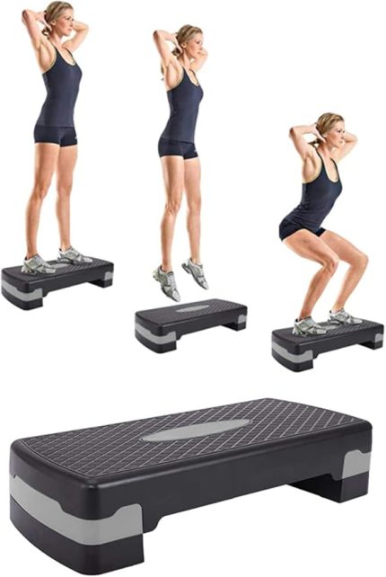 Step Tahtası 2 Kademeli Yükseklik Ayarlı Fitness Egzersiz Aleti 200kg Kapasiteli Siyah-Gri