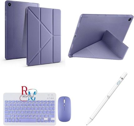 Galaxy Tab A9 Plus X210 11'' Uyumlu Standlı Kılıf Dokunmatik Kalem ve Klavye Mouse 3'lü Set Lavanta