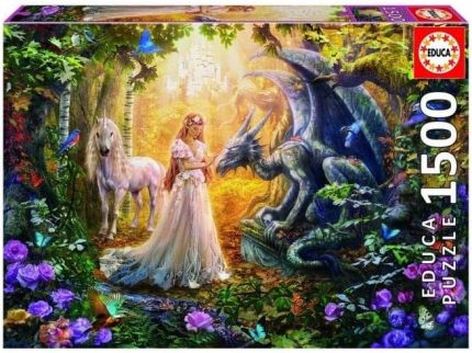 Puzzle 1500 parça Dragon Prences &Unıcorn 17