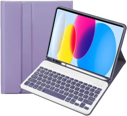 Ipad (A16) 10. Nesil 2022/2025 ile Uyumlu Bluetooth Türkçe Q Klavyeli Kılıfı, Lila
