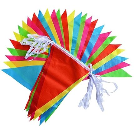Kiraz kuşu Afişleri Çok Renkli Naylon Kumaş Üçgen Bayraklar Düğün Doğum Günü Partisi Bahçe Marka Açılış Ev Festival Süslemeleri için Dış Mekan Bahçe Afişi (80 Metre 160 Bayrak)