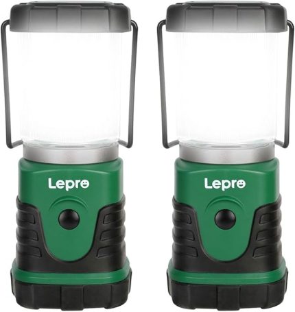 LED kamp lambası, mini kamp feneri, 350 lm, 4 ışık modu, 3 AA pille çalışan kamp, arama lambası, askılı ve kancalı, pil dahil değildir, 2’li paket