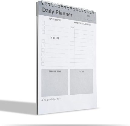 Planlayıcı Defter, Yapılacaklar Listesi Not Defteri, Spiral Defter, Kontrol Listesi, İş için Defterler, Kişisel Düzenleyici Not Defteri, Günlük Görev Defteri (İngilizce) (Gri)