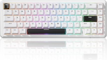 SHARK X65 HE Manyetik Anahtarlı 65% Gaming Klavye – 8000 Hz Ultra Hızlı Tepki, 0.01 mm Rapid Trigger Hassasiyeti, PBT Tuşlar, RGB Aydınlatma, QMK Desteği (Simple White)