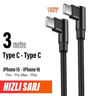 Metre TYPE-C Şarj Kablosu HIZLI Şarj Samsung İphone Uyumlu Type c to Type C Uzun Kablo - Görsel 2