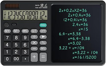 El Yazma LCD Not Defteri ile 12 Basamaklı Masaüstü Hesap Makinesi. Ofis, Okul, Ev için Güneş Enerjili Standart Fonksiyon Hesaplayıcısı
