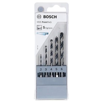 Professional 5-tlg. PointTeQ Sechskantbohrer-Set (für Metall, Ø: 2-6 mm, Arbeitslänge: 24-57 mm, Gesamtlänge: 60-98 mm, ¼"-Sechskantschaft, Zubehör für Schlagschrauber und Bohrschrauber)