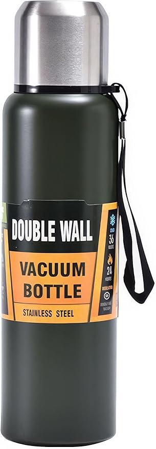 L Çelik 750 ml Yeşil Kamp Piknik Termos Tutmalı Termos cin491ys