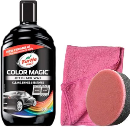 Wax Jet Black Renkli Cila Siyah 500 Ml + Pasta cila Süngeri + 3 Bez