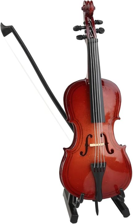 Ev Ofis Ekranı Için Stand, El Yapımı Basswood Dekoru, Müzik Lover Hediyesi Ile Mini Çello Modeli (20 cm)