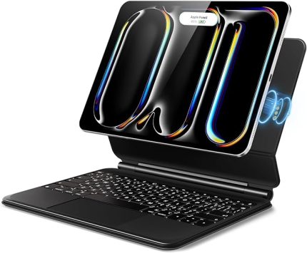 Pro 13 inç M4/M5 2024/2025 Uyumlu Türkçe Magic Klavyeli Aydınlatmalı Işıklı Manyetik kılıfı