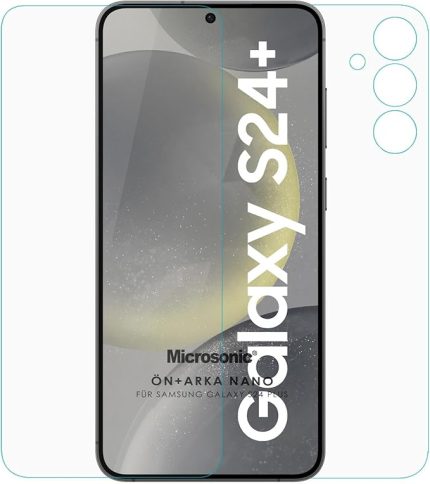 Samsung Galaxy S24 Plus Ön + Arka Nano Cam Ekran Koruyucu [Galaxy S24 Plus ile Uyumlu Ekran Koruyucu - Şeffaf]
