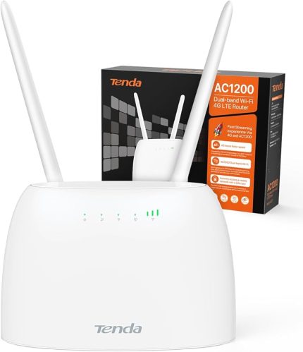 4G07 4G Router 4g Box, 4G+ LTE Çift Bant WiFi Modem (5GHz: 867 Mbps +2.4GHz: 300 Mbps) Herhangi bir Operatör için SIM Kartlı 4GMobil Yönlendirici, 64 Cihaza Kadar Bağlantı