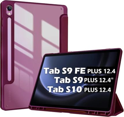 Galaxy Tab S9 FE Plus/S10 Plus/S9 Plus ile uyumlu Kılıf Grafiti Şeffaf Kalem Bölmeli X610-16-810-18 X820 Mürdüm