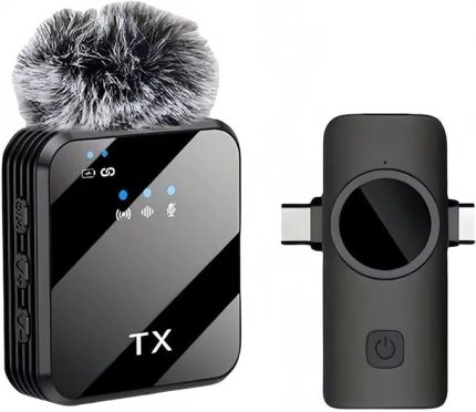 Kablosuz Yaka Mikrofonu Tekli Mikrofon iPhone 16 ile Uyumlu TYPE-C/Lightning Portlu Telefon PC Tablet Video Kayıt Röportaj Canlı Yayın Vlog Kablosuz Mikrofon 1028