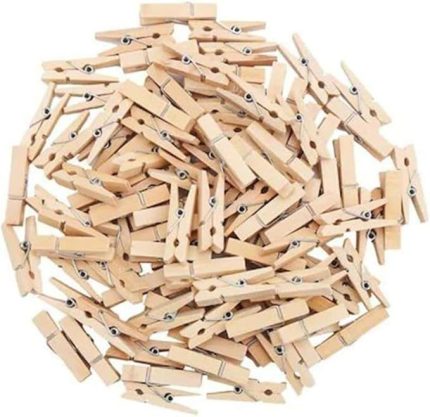 Home 24 Adet Mini Ahşap Not Mandalı,Not Tutucu Dekoratif Mandal Çalışma Odası Ev Ofis İçin Küçük Mandallar (Natural)