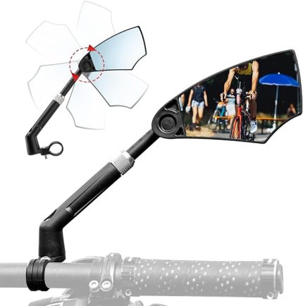 Bisiklet aynası 360° döndürülebilir ve katlanabilir bisiklet dikiz aynası, MTB'ler, yarış bisikletleri, elektrikli bisikletler için, 20 – 23 mm çapında, darbeye dayanıklı, gerçek cam, sağ