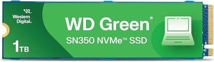 Digital WD SN350 1TB NVMe Dahili SSD Katı Hal Sürücüsü - Gen3 PCIe, QLC, M.2 2280, 3.200 MB/s'ye kadar, Yeşil