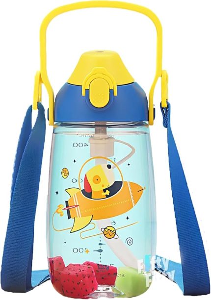 Pipetli 680 Ml Boyun Askılı Tritan Çocuk Su Matarası -Kutulu- FFUZ2202680