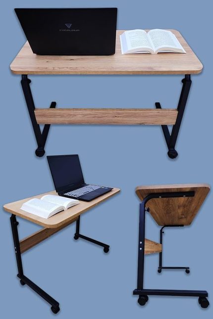 Laptop Sehpası Ve Çalışma Masası Yükseklik Ayarlı Tekerlekli Oval Kenar (80 LİK SEHPA)