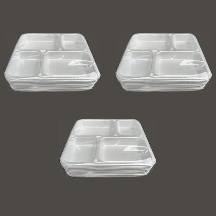Tek Kullanımlık Köpük 4 Bölmeli Tabldot Köpük Tabak - 26.5x30 Cm. - 10 Adetlik 3 Paket